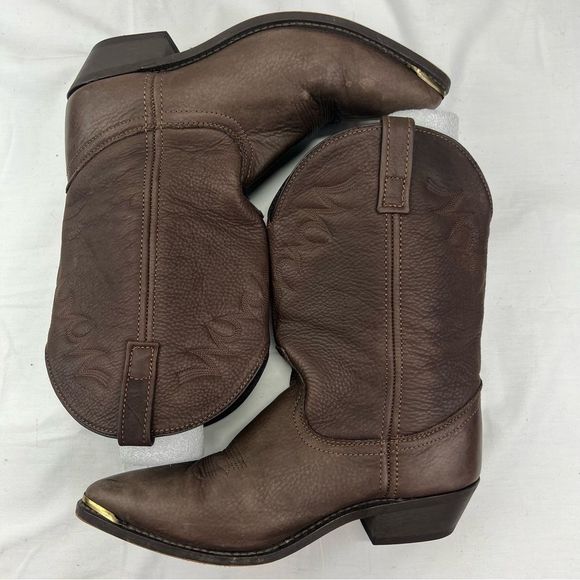 Masterson Cowboy Boots RB888 Brown Leather Metal Tip Toe Western Women’s Size 10 - Picture 7 of 10